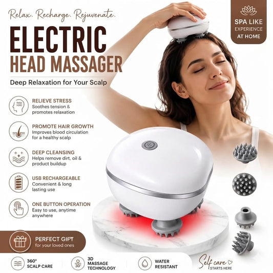 Rechargeable Smart Scalp Massager 4 Head Electric Hair Growth & Headache (Sir Dard) Relief Device