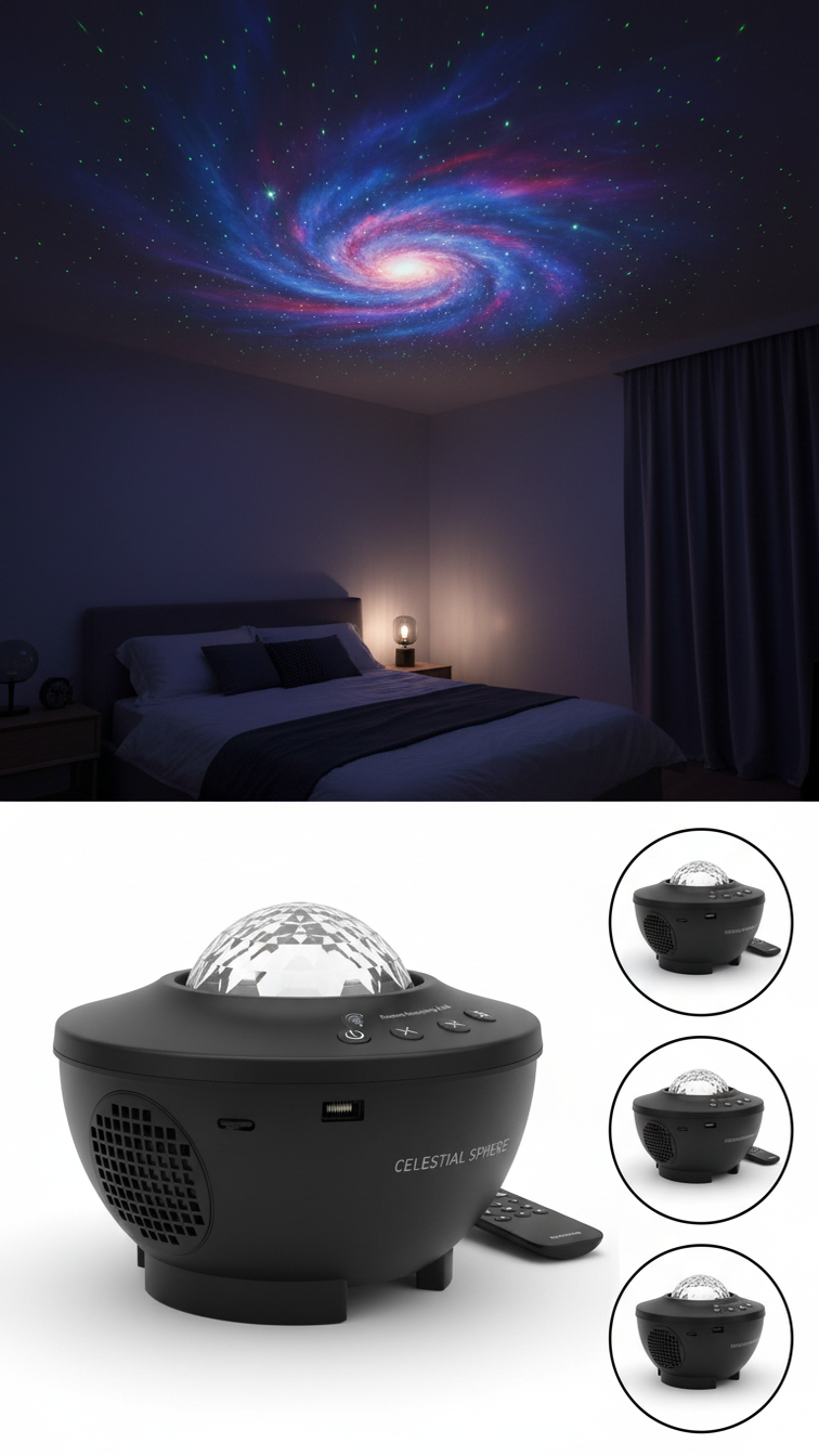 Starry Sky Projector Light with Built-in Speaker & Mic – Galaxy Night Light for Bedroom, Gaming Room & Party Decor