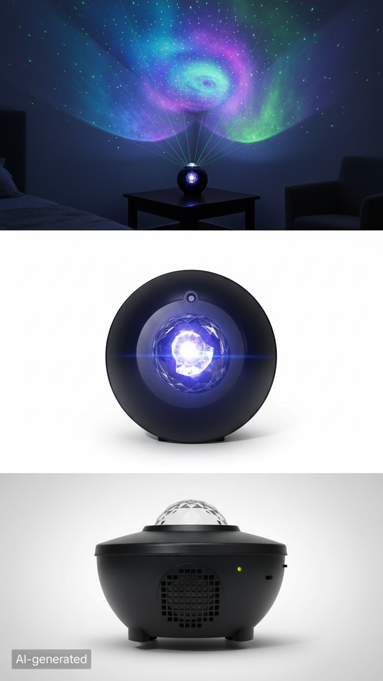 Starry Sky Projector Light with Built-in Speaker & Mic – Galaxy Night Light for Bedroom, Gaming Room & Party Decor