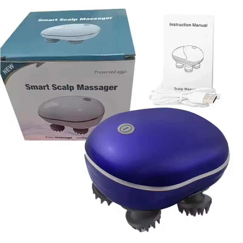 Rechargeable Smart Scalp Massager 4 Head Electric Hair Growth & Headache (Sir Dard) Relief Device