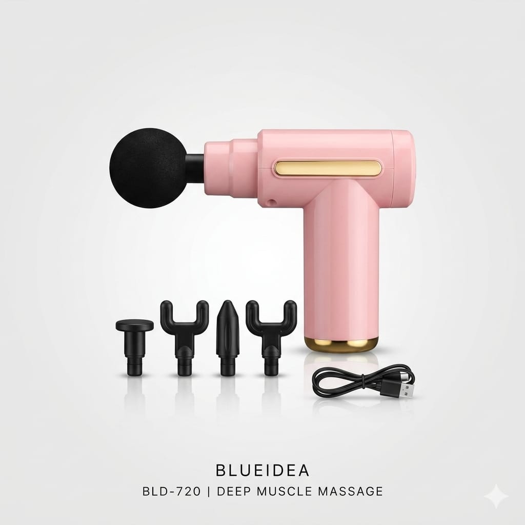 Deep Tissue Massage Gun 6 Speed Levels 4 Heads Rechargeable Percussion Massager for Muscle Pain Relief & Recovery