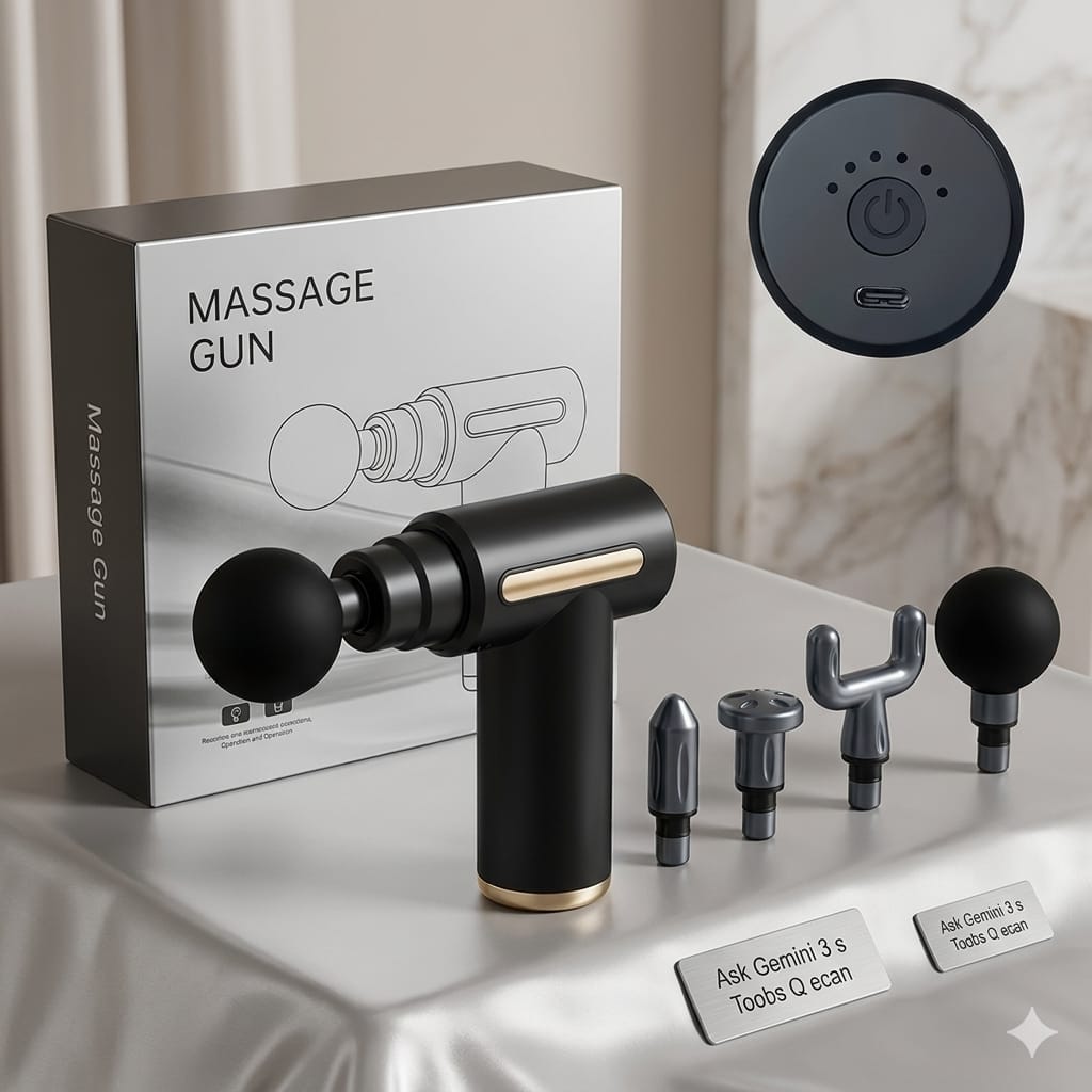 Deep Tissue Massage Gun 6 Speed Levels 4 Heads Rechargeable Percussion Massager for Muscle Pain Relief & Recovery