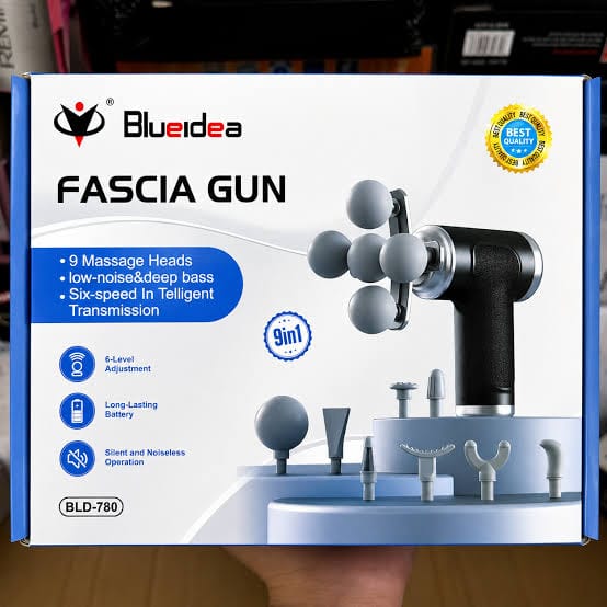 9-in-1 Rechargeable Electric Massage Gun | Deep Tissue Percussion Massager with 9 Interchangeable Massage Heads & 6 Speed Levels