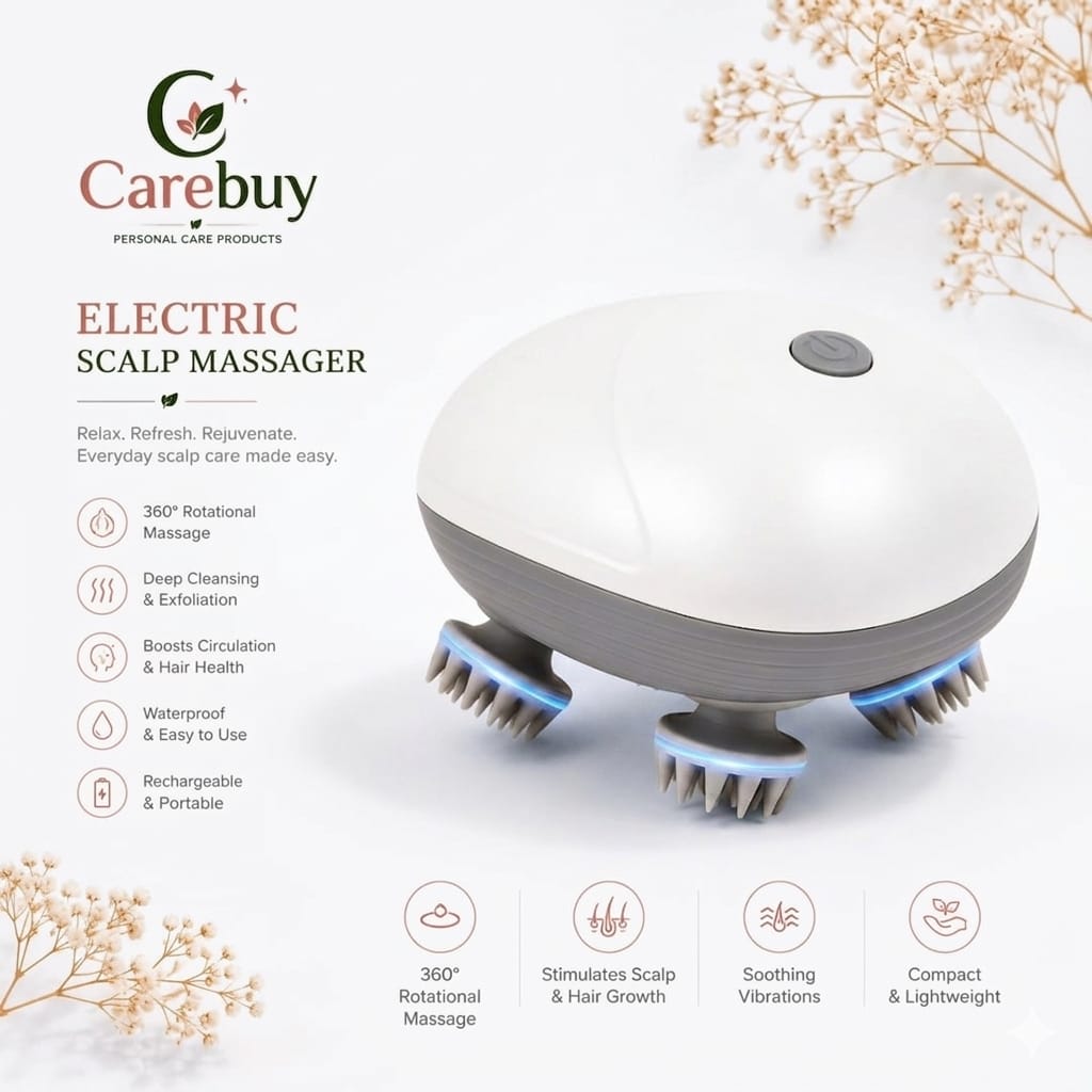 Rechargeable Smart Scalp Massager 4 Head Electric Hair Growth & Headache (Sir Dard) Relief Device