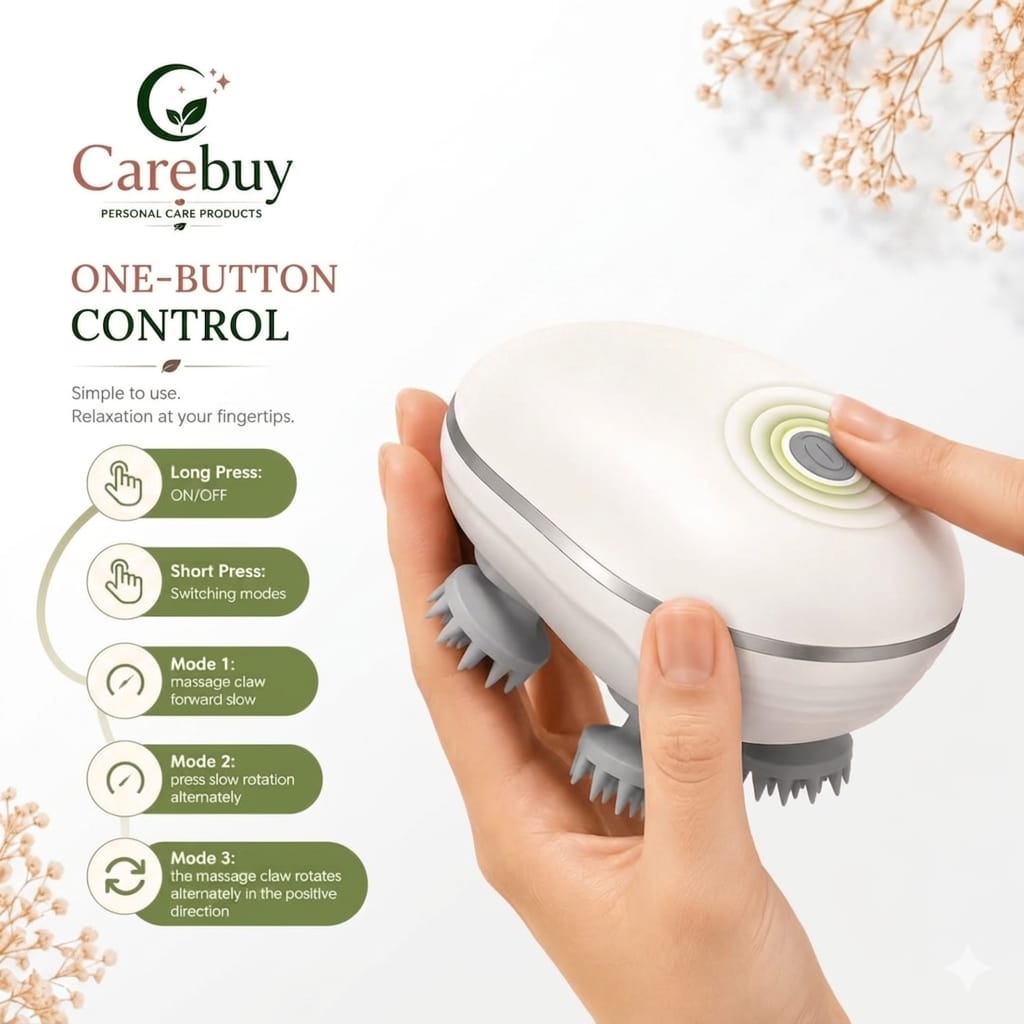 Rechargeable Smart Scalp Massager 4 Head Electric Hair Growth & Headache (Sir Dard) Relief Device