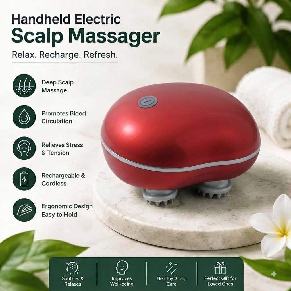 Rechargeable Smart Scalp Massager 4 Head Electric Hair Growth & Headache (Sir Dard) Relief Device