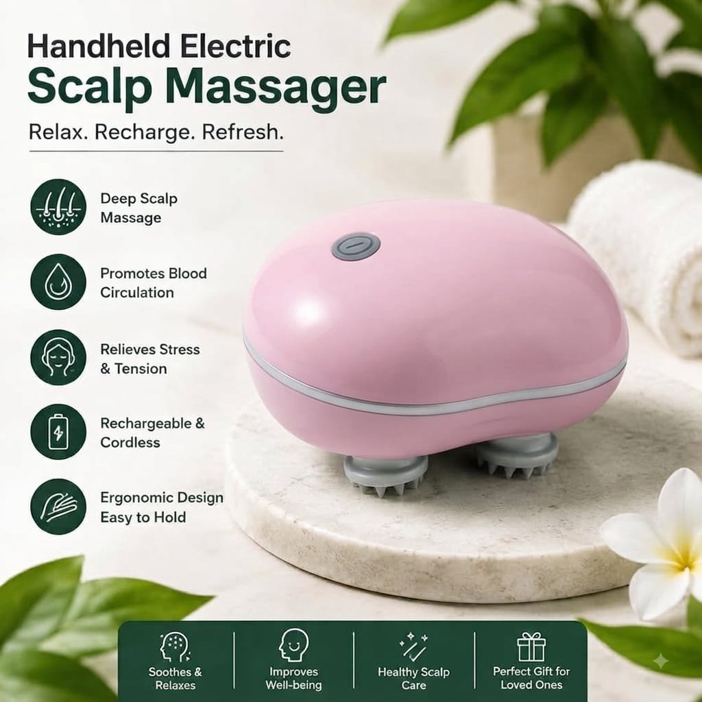 Rechargeable Smart Scalp Massager 4 Head Electric Hair Growth & Headache (Sir Dard) Relief Device