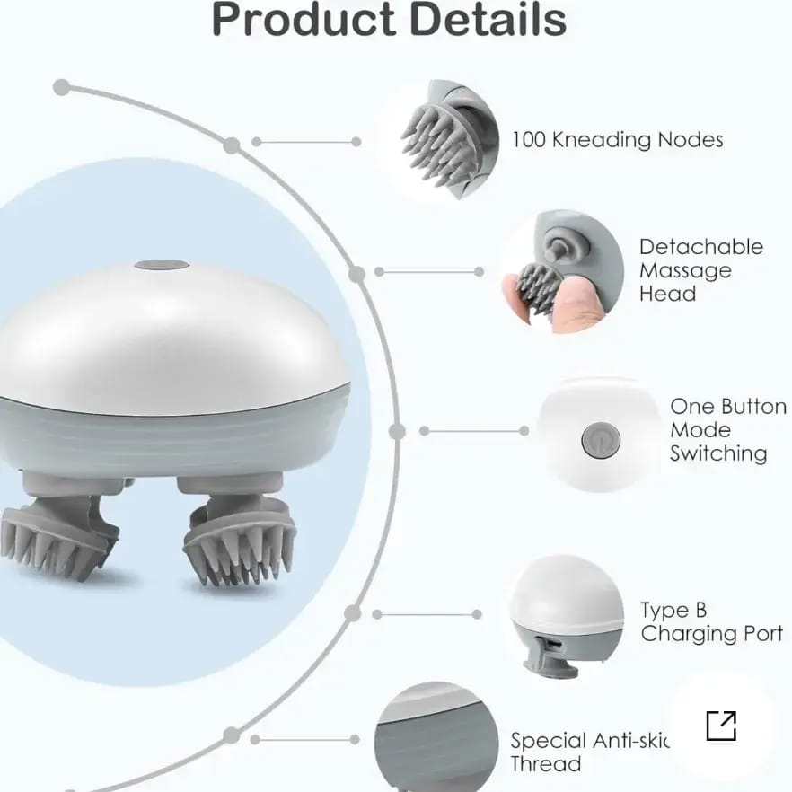 Smart Rechargeable Scalp Massager for Headache Relief, Stress Relief & Scalp Care | Electric Head Massage Brush for Men & Women | Deep Scalp Massage & Soothing Self-Care Device